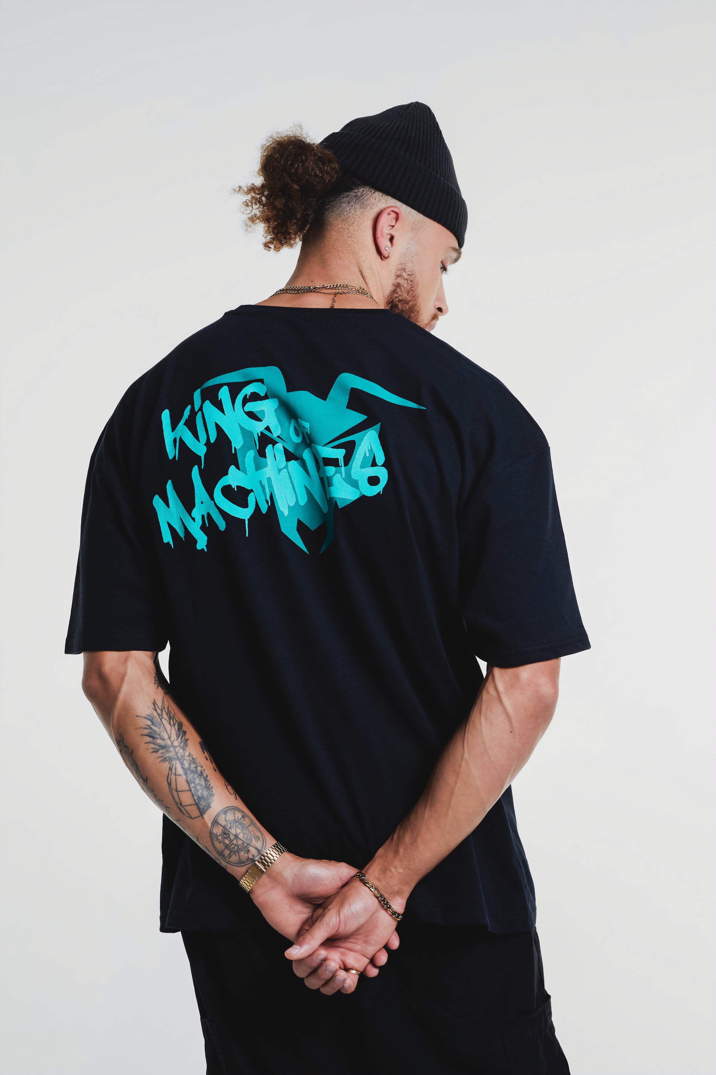 OVERSIZE T-SHIRT „KING OF MACHINES“ - Black washed