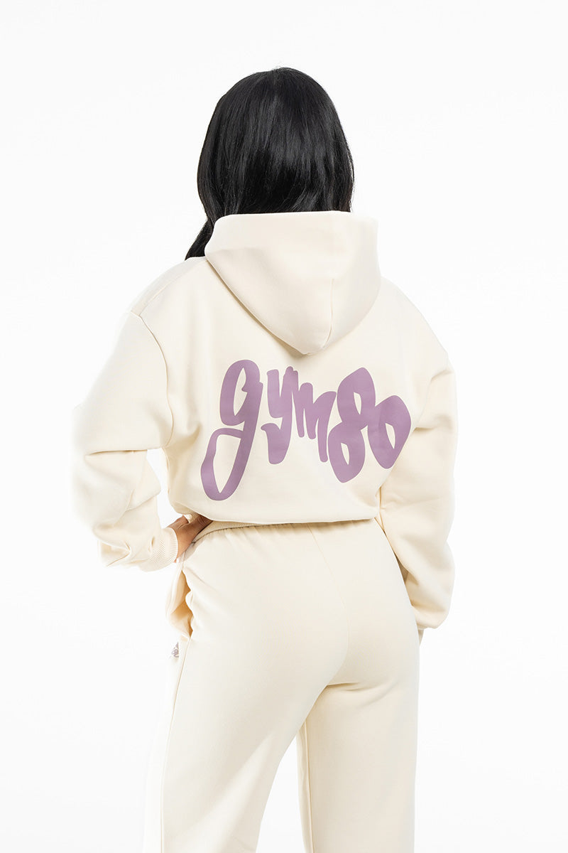 LADIES CROPPED HOODIE CREME