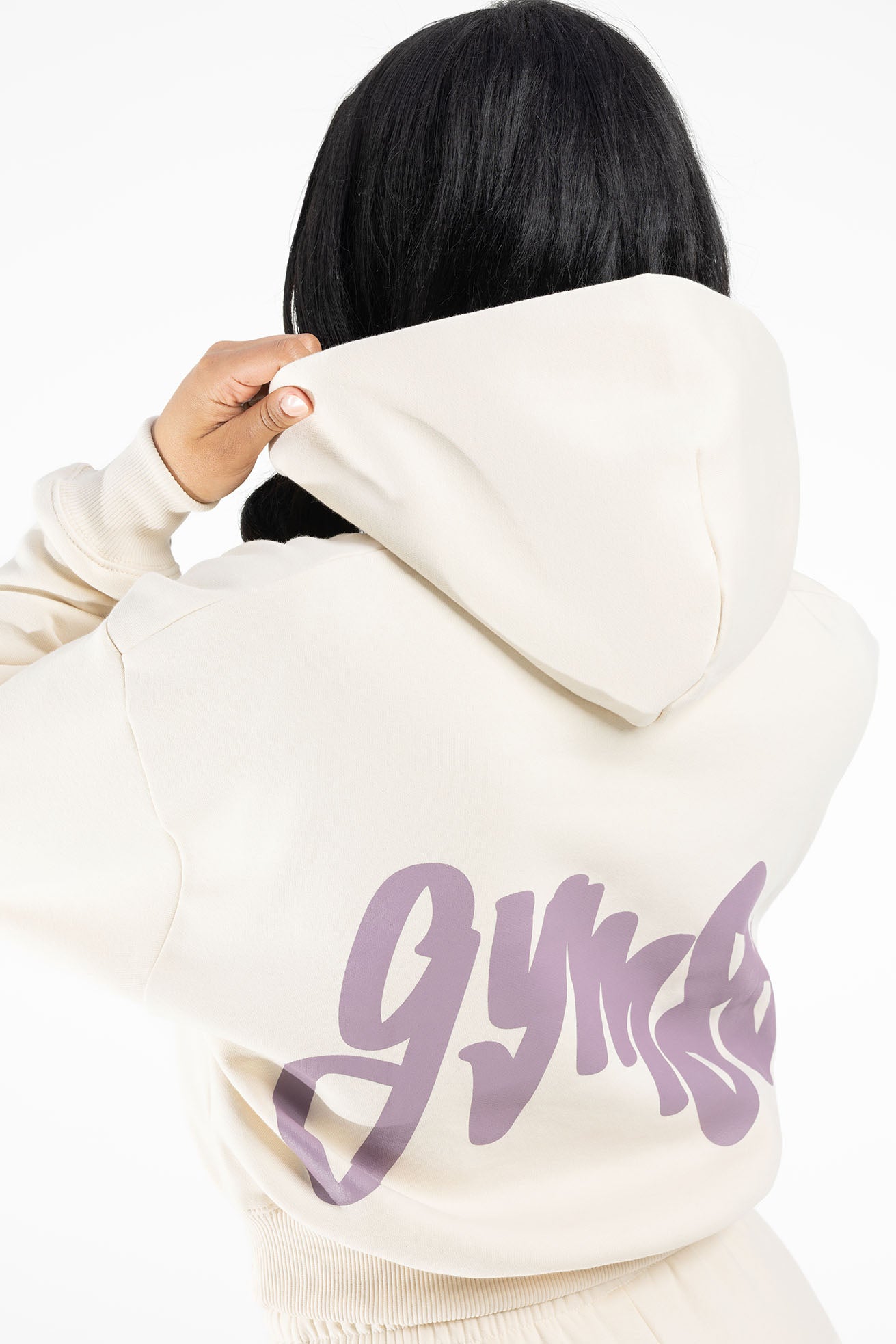 LADIES CROPPED HOODIE CREME
