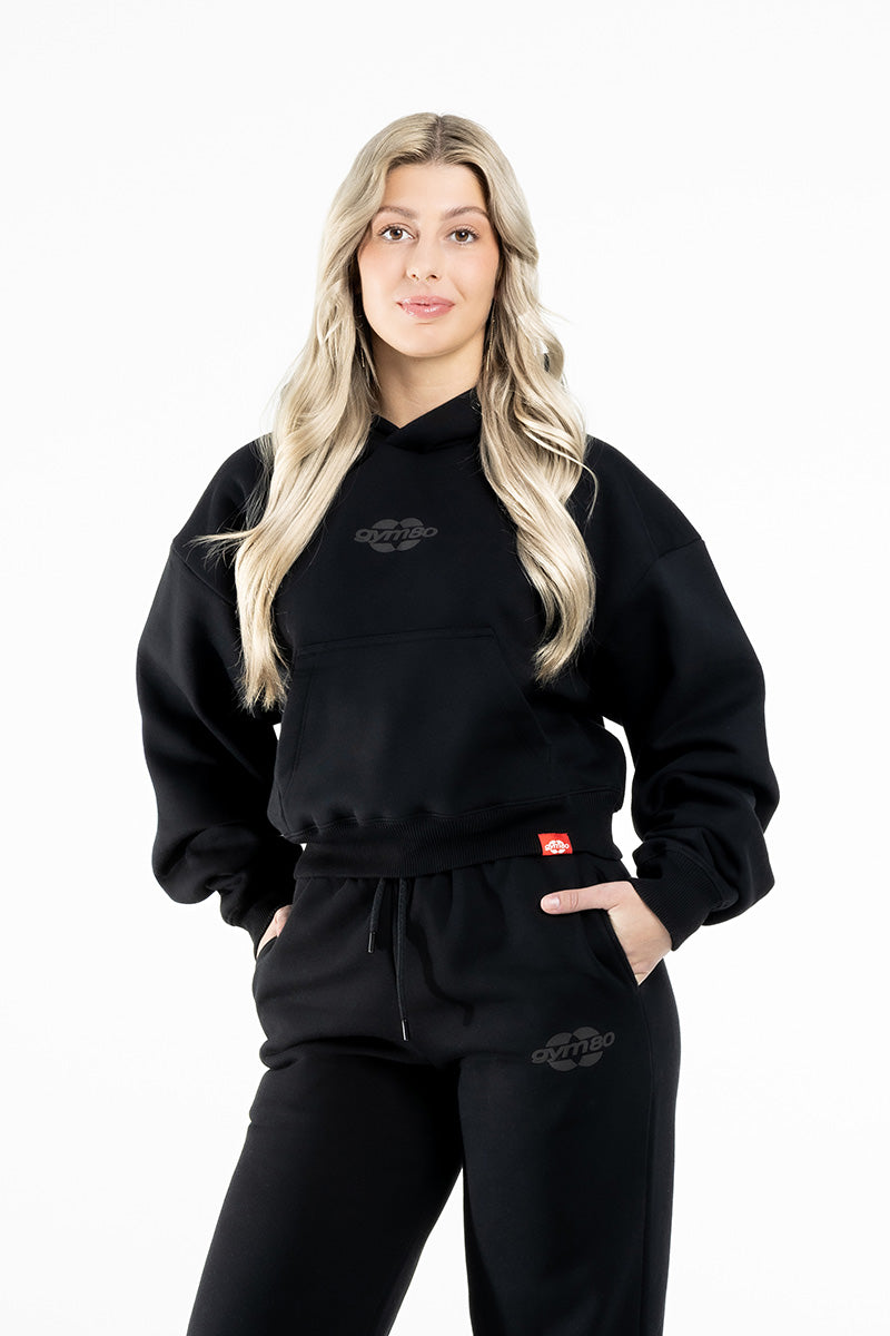 LADIES CROPPED HOODIE BLACK