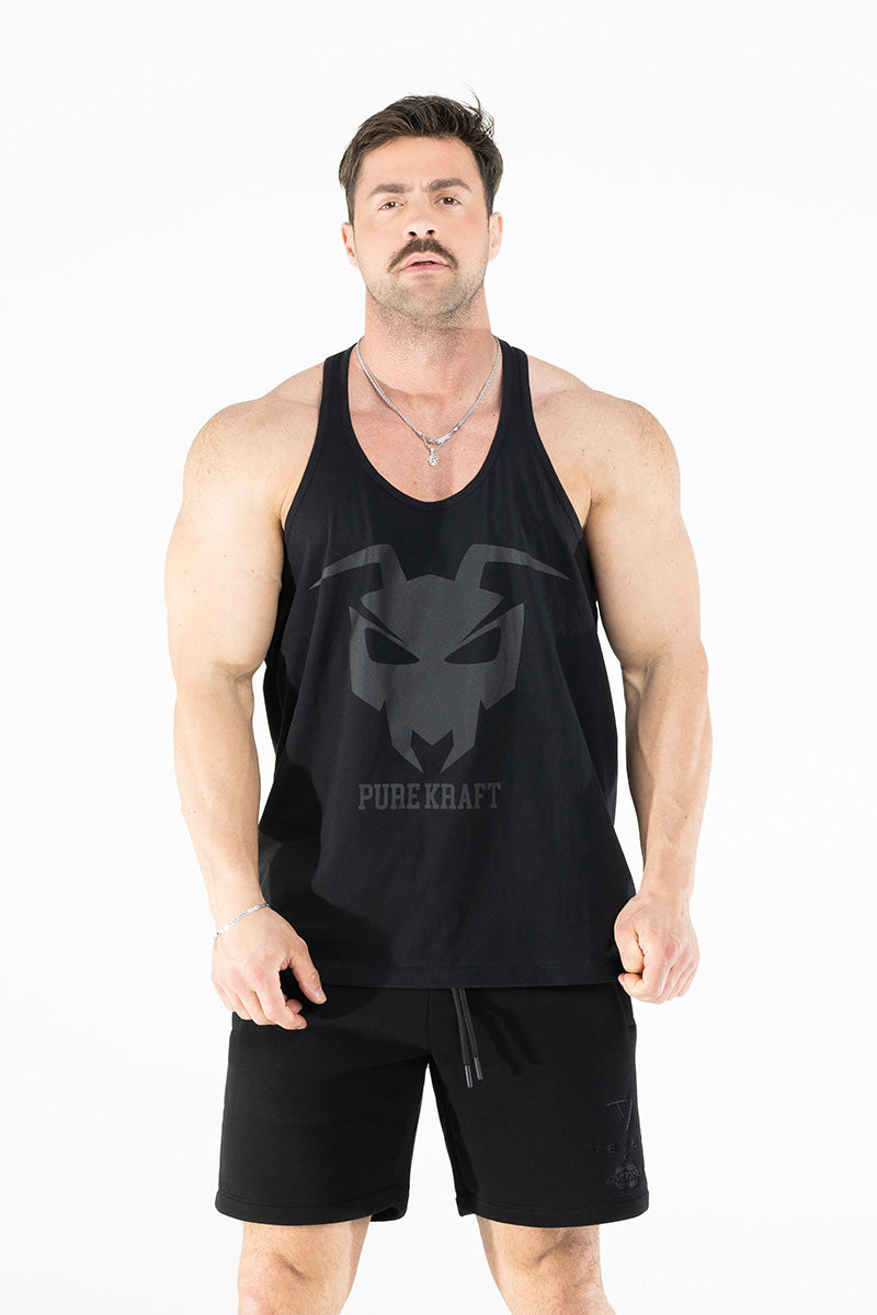 PURE KRAFT RINGER MUSCLE SHIRT BLACK